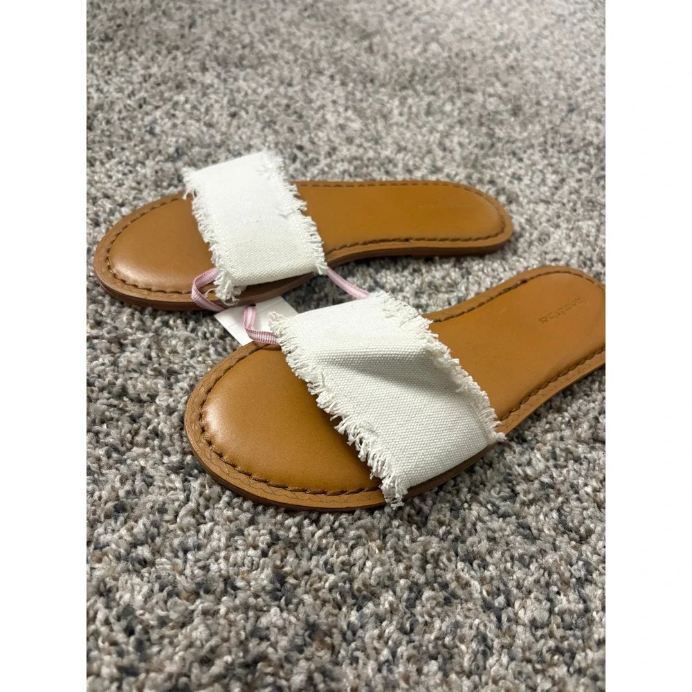 NWT Vineyard Vines Canvas White Linen Sandal Slides Coastal 9
